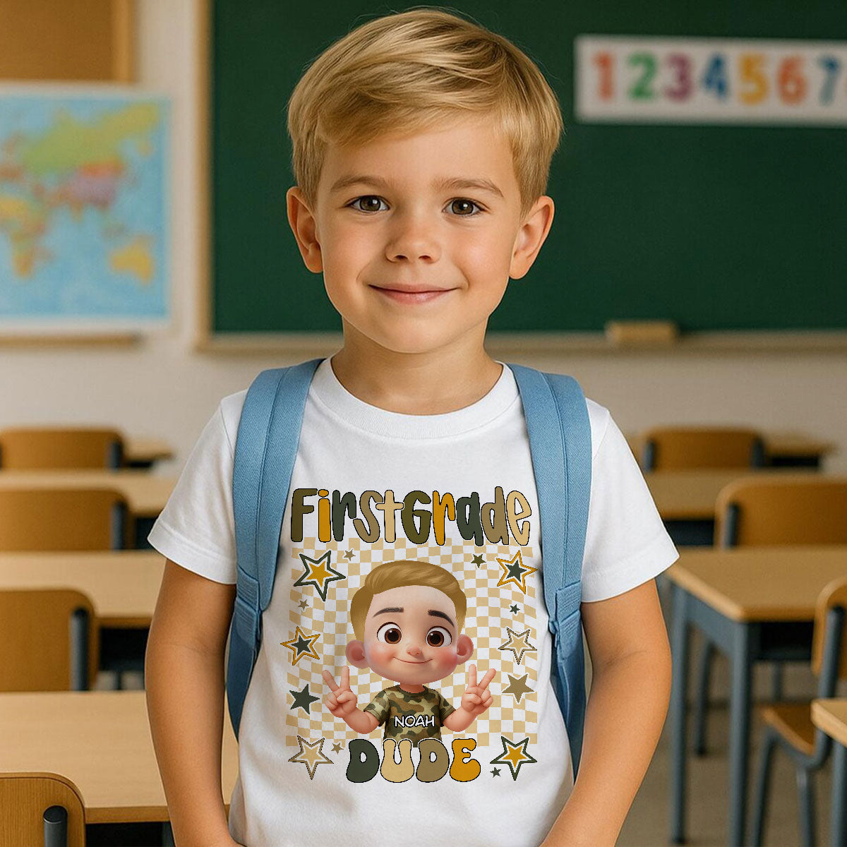 Retro Back to School Boys Personalized Shirt, Kindergarten Pre-K to Fifth Grade, School Boy Shirt