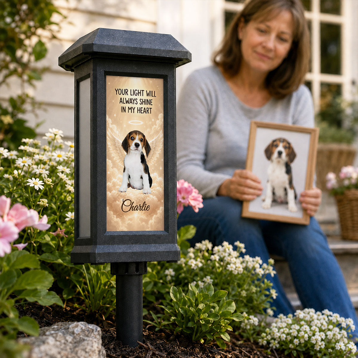Your Light Will Always Shine in My Heart Pet Memorial - Personalized Solar Garden Light - Heartfelt Remembrance Keepsake