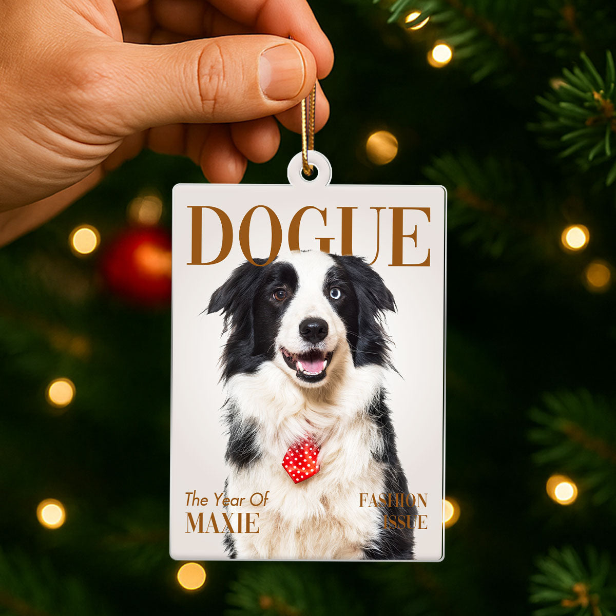 Fashionable Dogue Magazine - Personalized Acrylic Ornament - Unique Christmas Gift for Dog Mom, Dog Dad, Dog Lovers