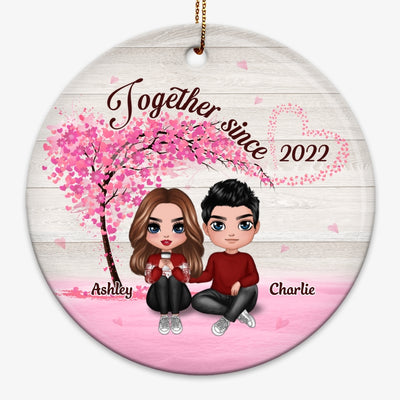Heart Tree Couple Together Since Personalized Circle Ornament