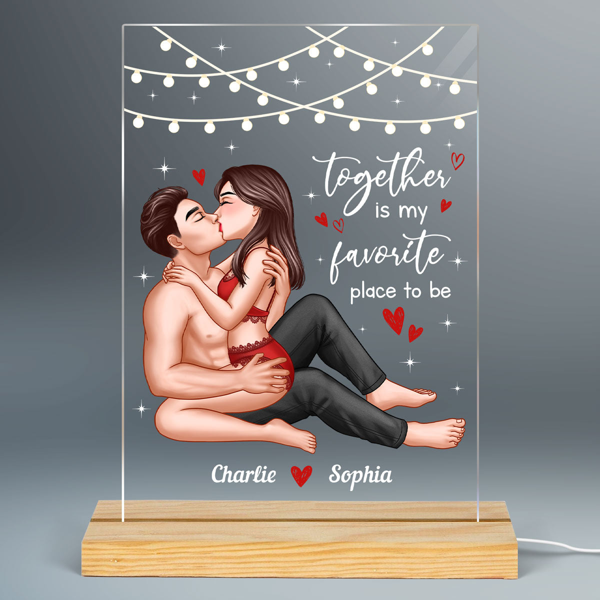 Sexy Couple Kissing Gift For Couples Personalized Acrylic LED Night Light