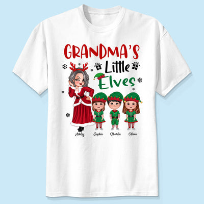 Christmas Pretty Grandma Mom Little Elves Doll Kids Personalized Shirt