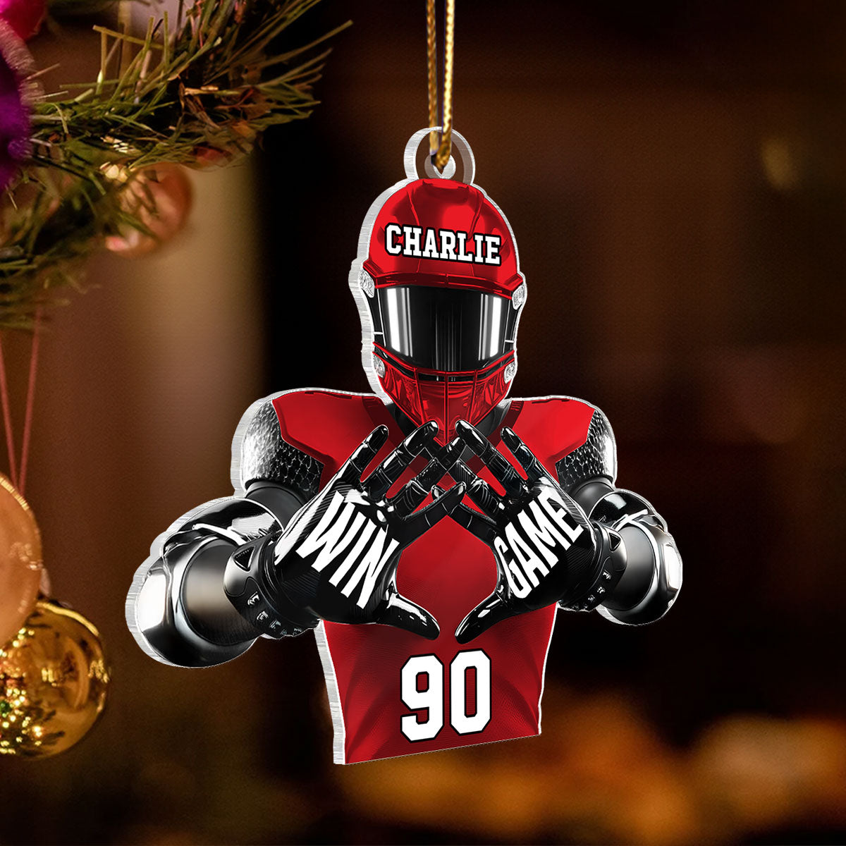 Football Player Football For Life Personalized Acrylic Ornament, 3D Effect Flat Ornament