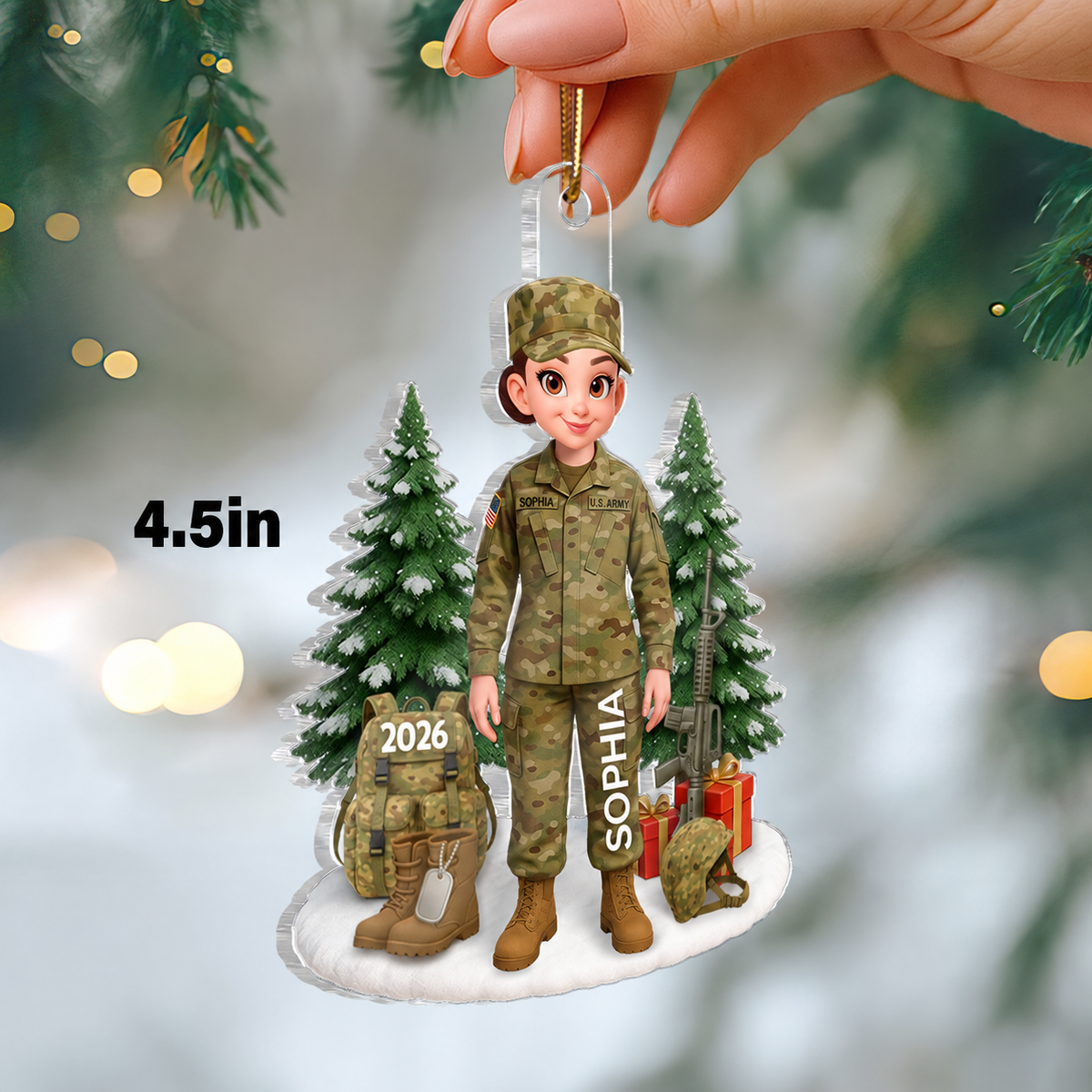 3D Effect Proud Soldier - Personalized Acrylic Ornament - Special Chritsmas Gift For The Brave Soldier