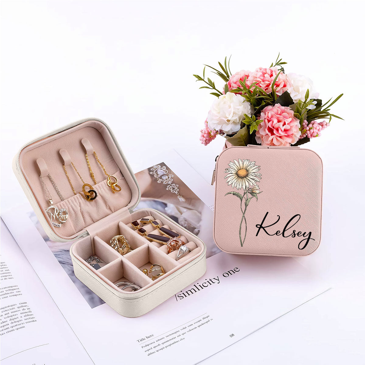 Woman Birth Month Flower Personalized Jewelry Box, Birthday Gift, Gift For Mom, Grandma