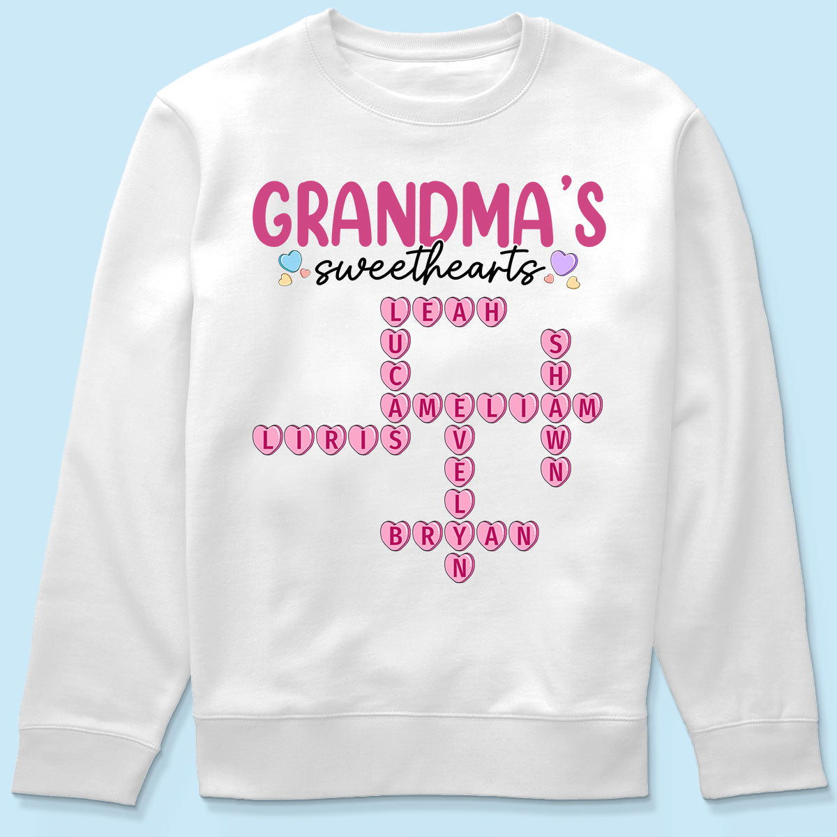 Grandma's Sweethearts Unique Crossword Puzzle Personalized Shirt