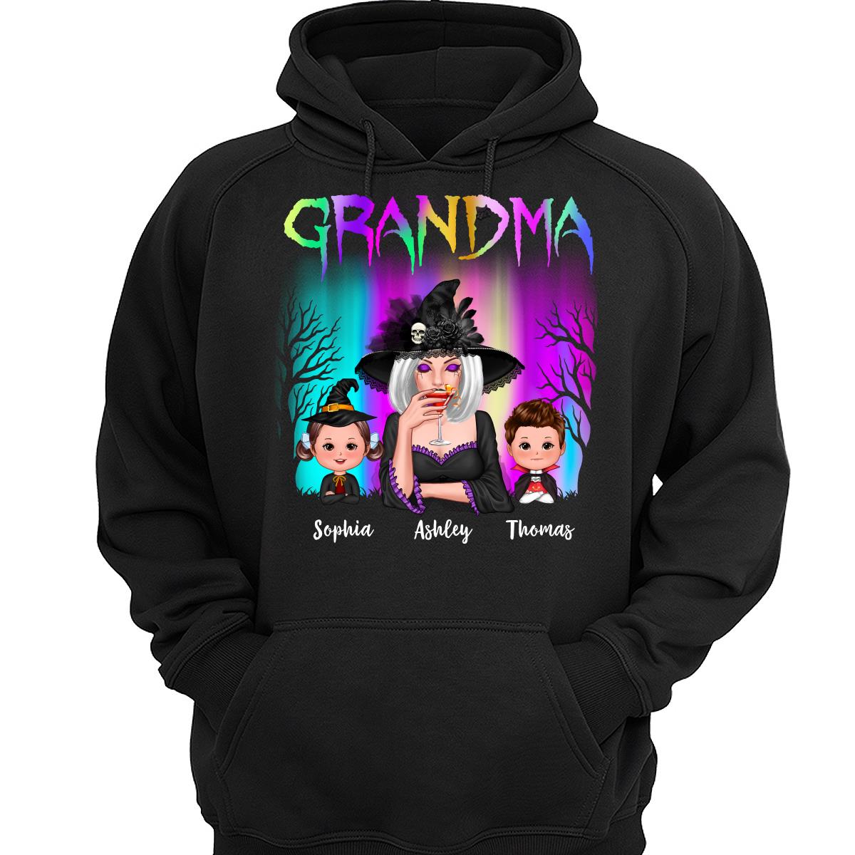 Halloween Grandma Grandkids Aurora Personalized Shirt