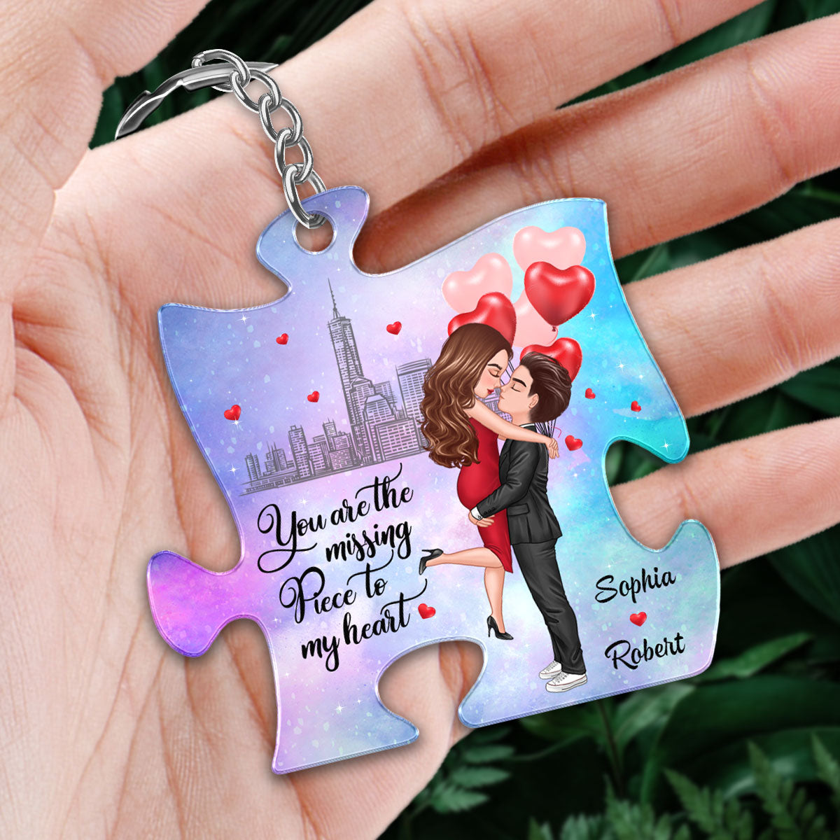 Couple You‘re My Missing Piece QR Code Scannable Personalized Acrylic Keychain