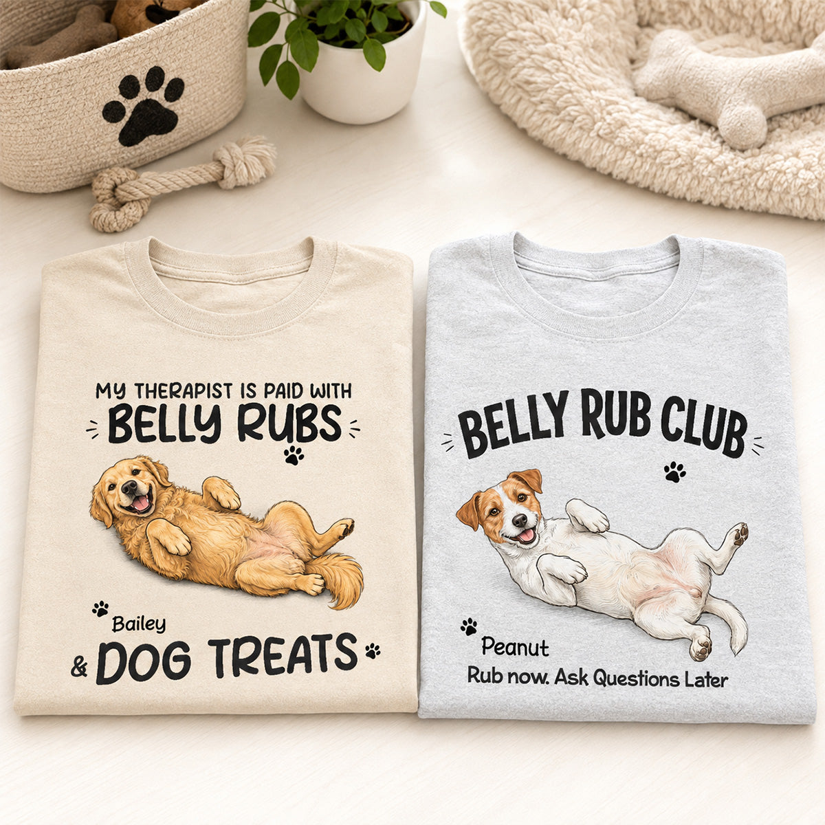 My Therapist Is Paid With Belly Rubs & Dog Treat Custom Dog Photo - Personalized Shirt - Funny Gift For Dog Lover