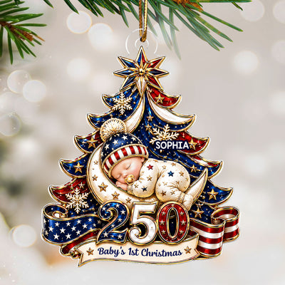American 250th Anniversary Baby First Christmas - Personalized Acrylic Ornament - Christmas Gift For Newborn