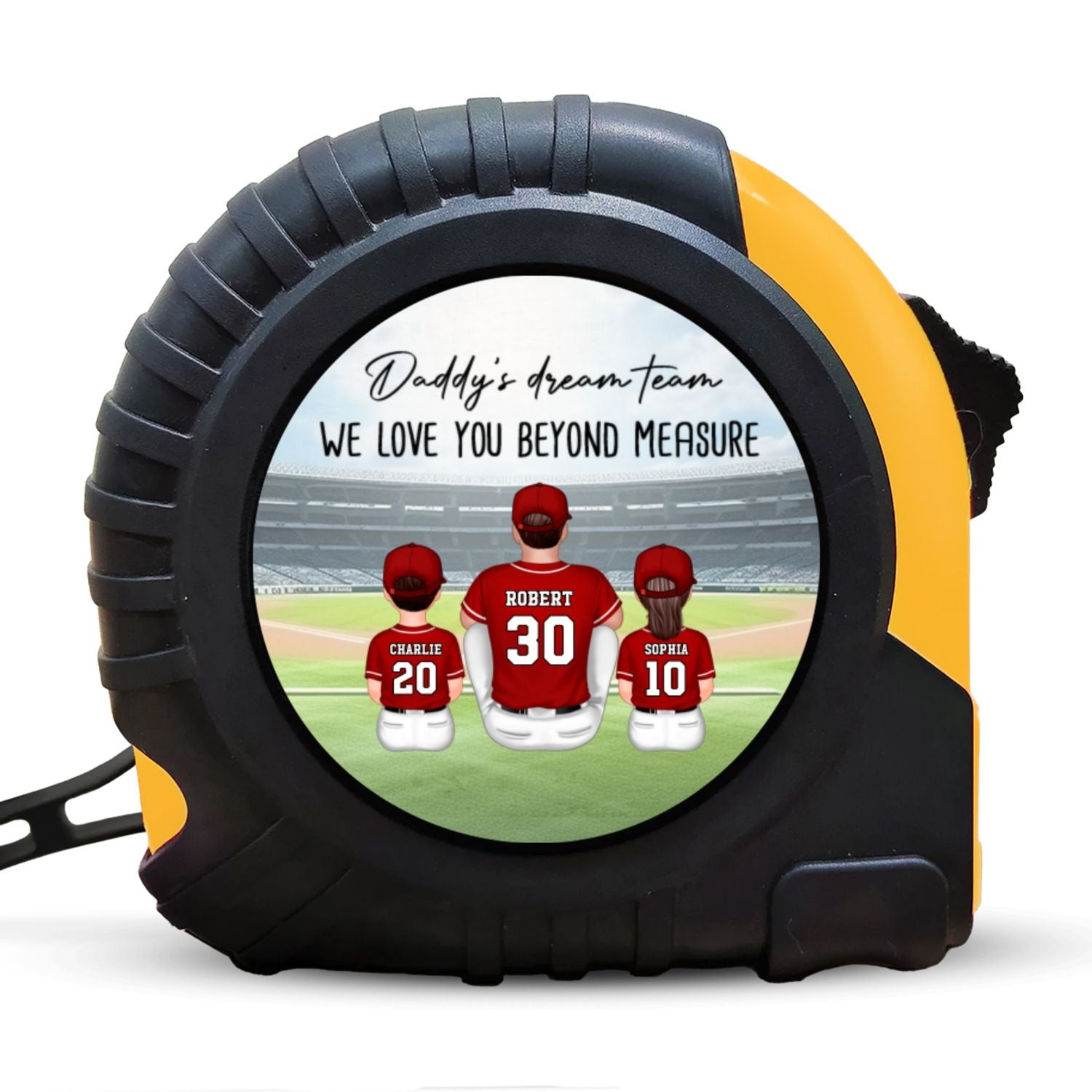 Baseball Daddy's Dream Team Love You Beyond Measure Personalized Tape Measure, Gift For Dad