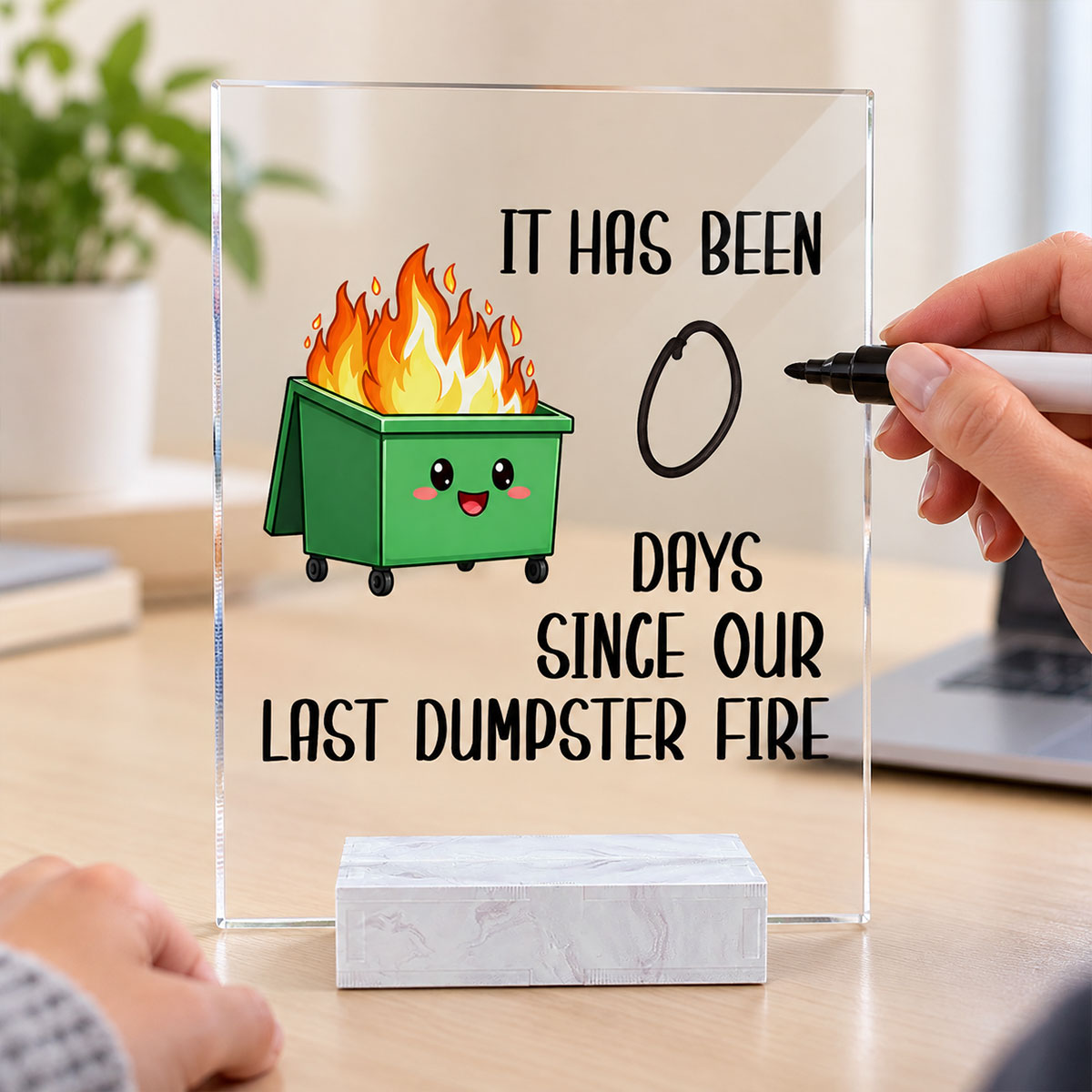 Funny Dumpster Fire - Acrylic Plaque - Office Desk Decor Gifts for Colleagues, Coworker Friends