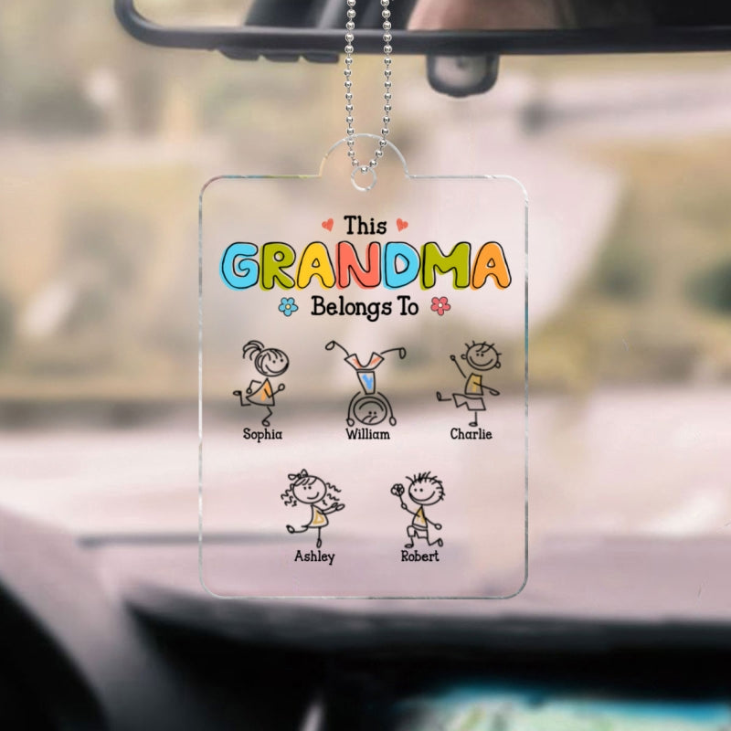 This Grandma Belongs To Drawing Personalized Acrylic Car Hanger