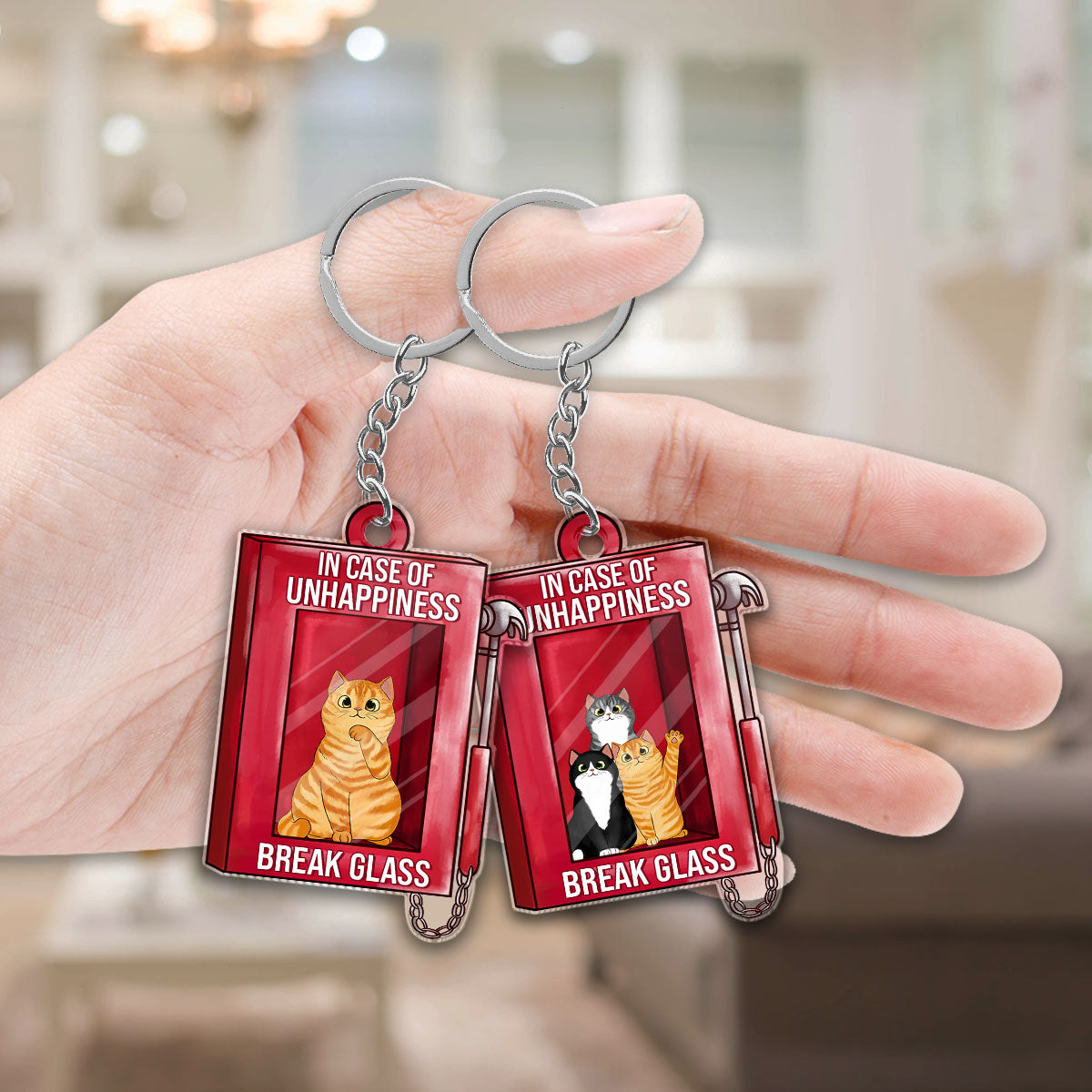 Fluffy Cat In Fire Hose Box Personalized Acrylic Keychain