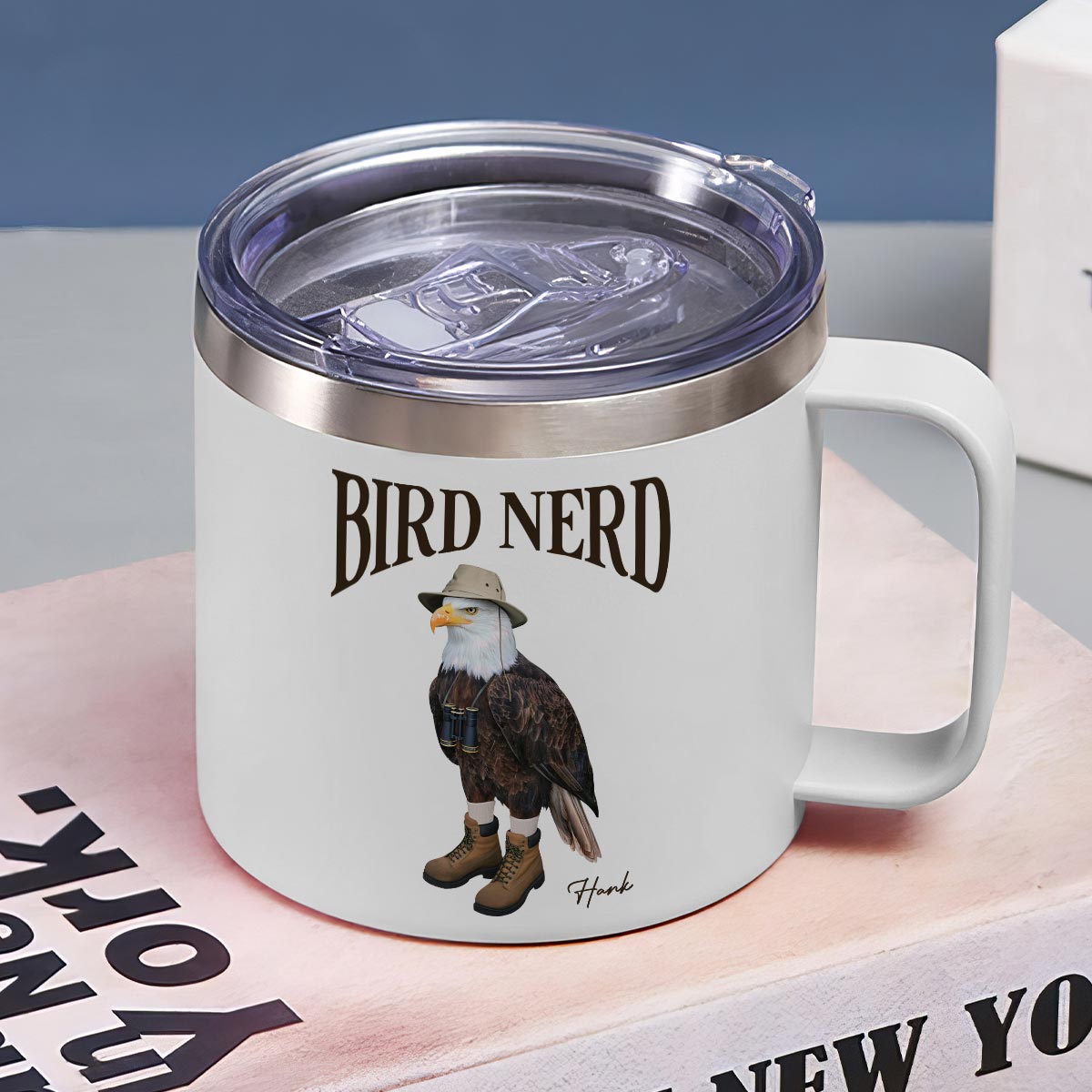 Bird Nerd Funny Gift For Bird Watcher, Bird Twitcher Bird Lover Personalized Stainless Steel Tumbler With Handle