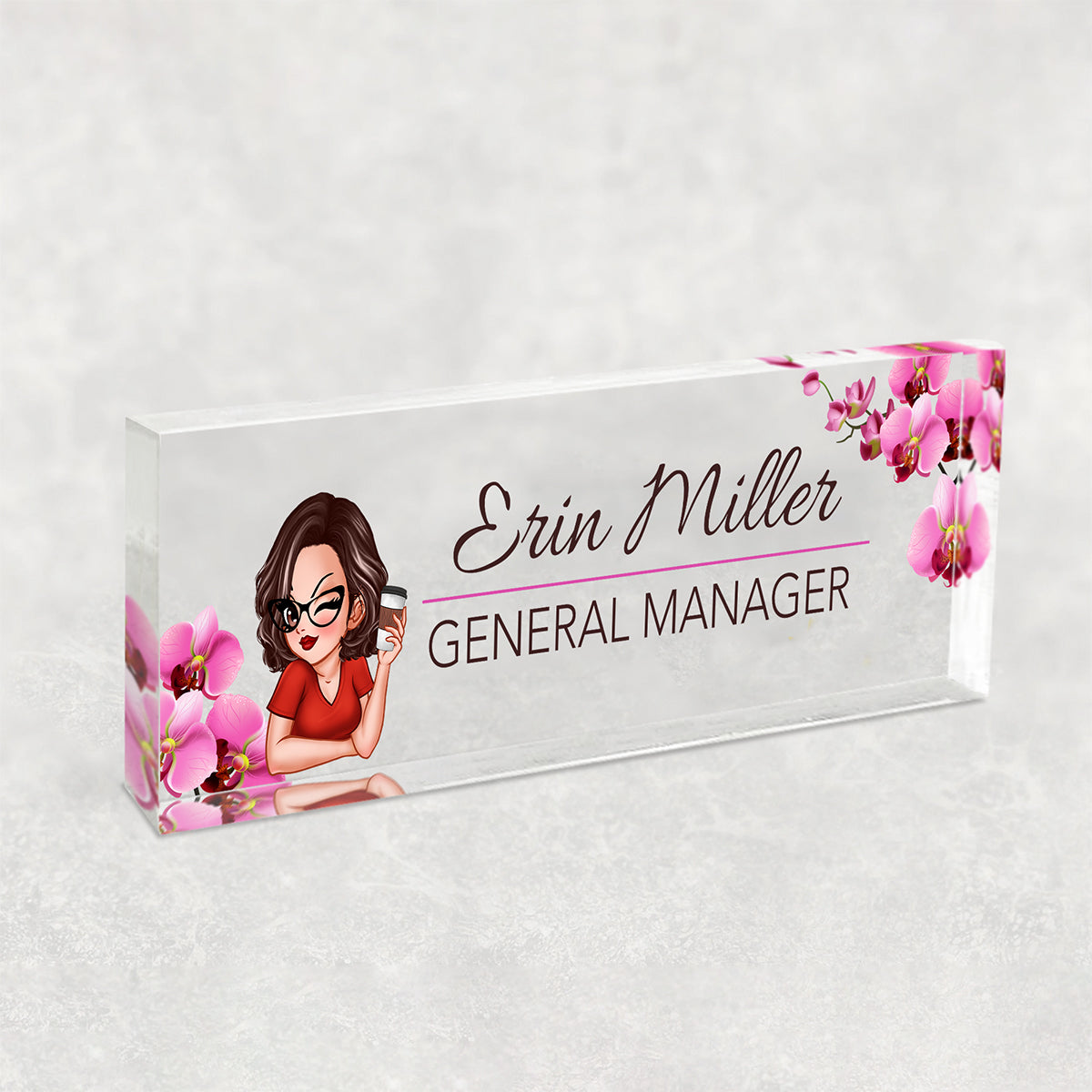 Woman Office Personalized Acrylic Desk Name Plate, Office Desk Decor, Gift For Colleagues, Coworkers