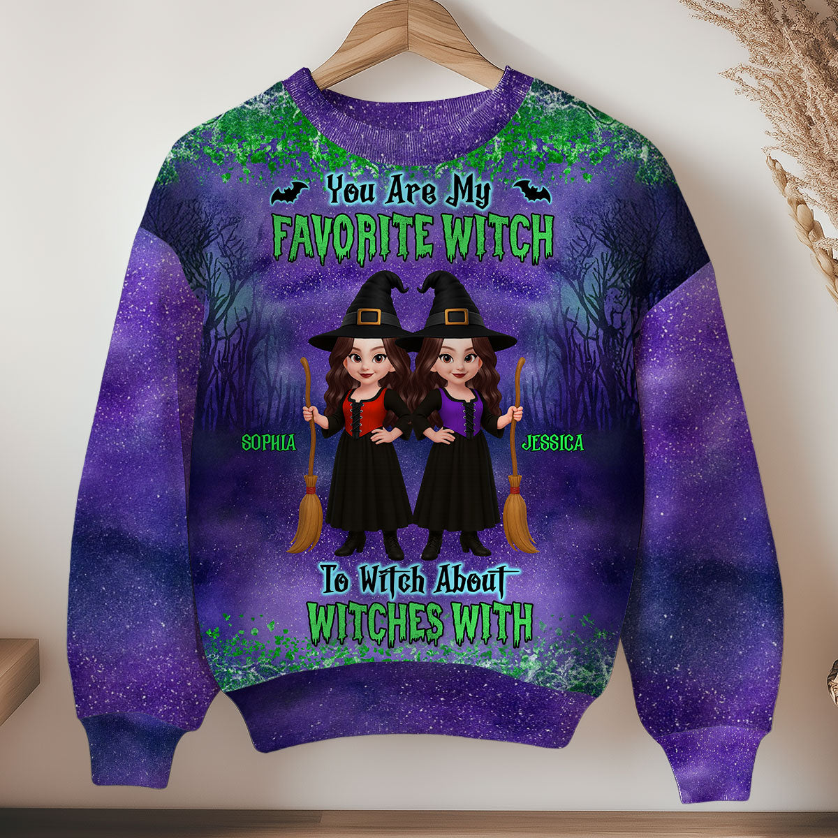 Halloween Witch Besties Matching Personalized 3D Sweatshirt