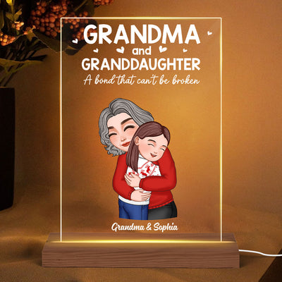 Grandma Hugging Kid Christmas Gift For Granddaughter Grandson Personalized Rectangle Acrylic Plaque LED Night Light