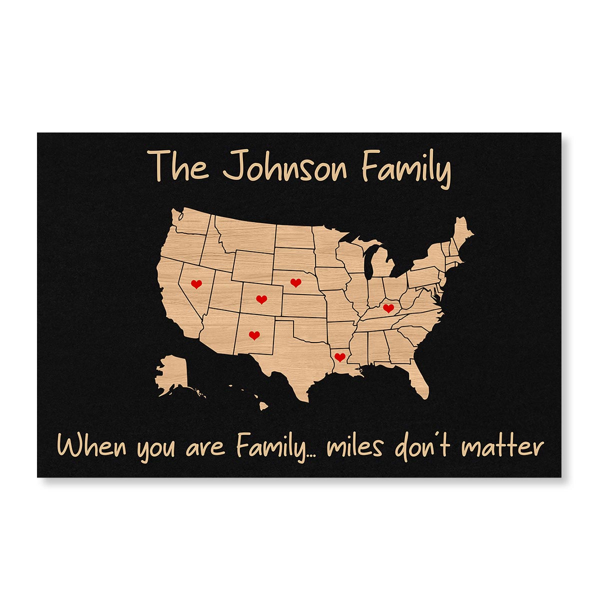 Family Close At Heart State Map Personalized Poster
