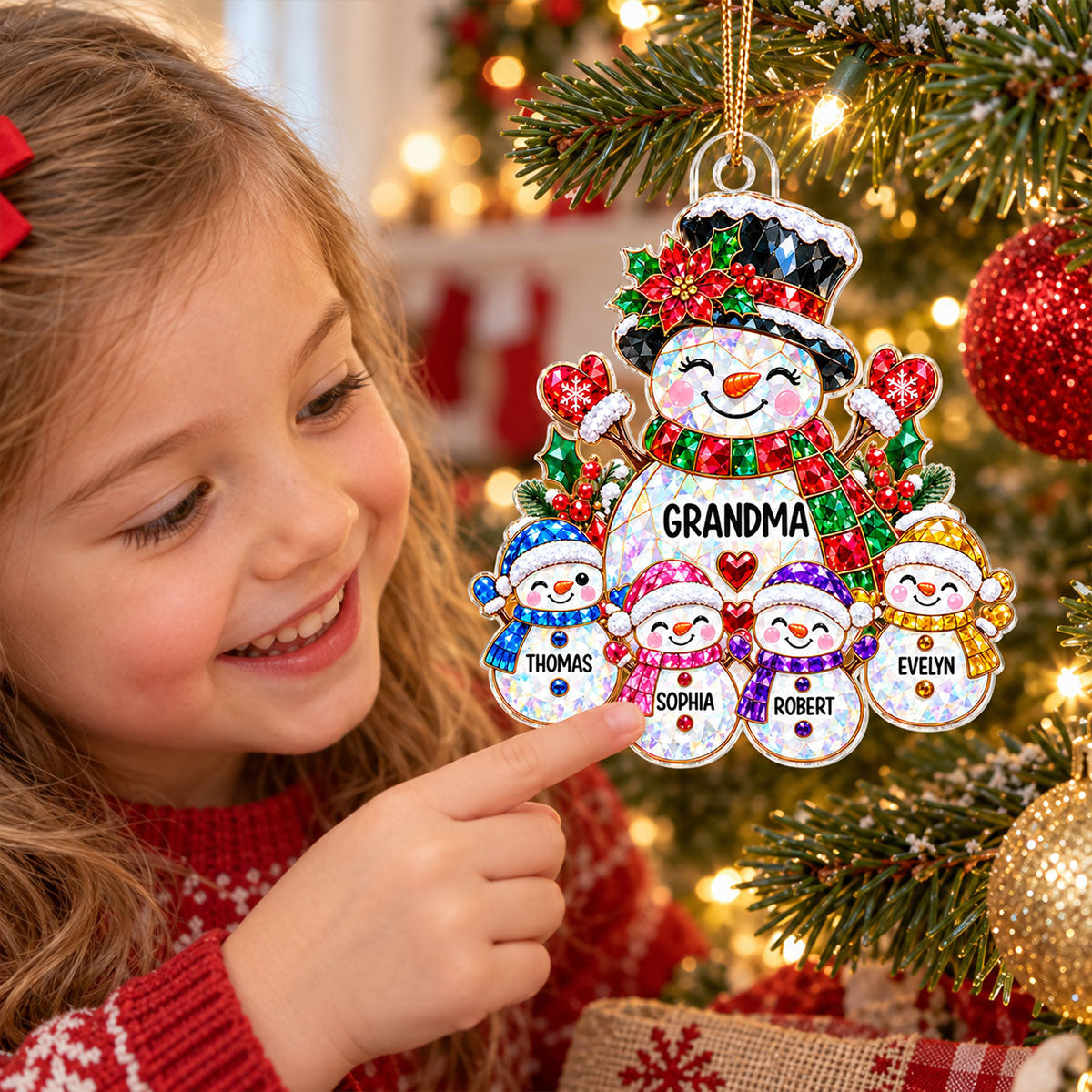 Grandma's Little Snowmen - Personalized Acrylic Ornaments - Christmas Gift For Grandma, Grandkids