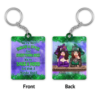 Green And Purple Halloween Besties Sisters Personalized Acrylic Keychain