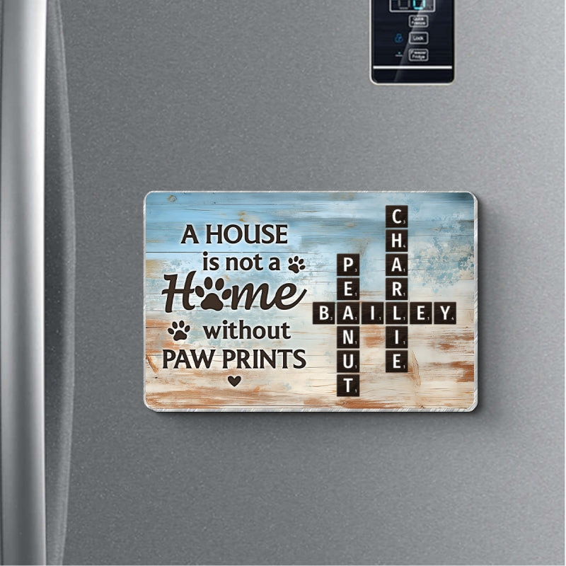 Home With Paw Prints Pet Crossword Puzzle Art Personalized Acrylic Fridge Magnet