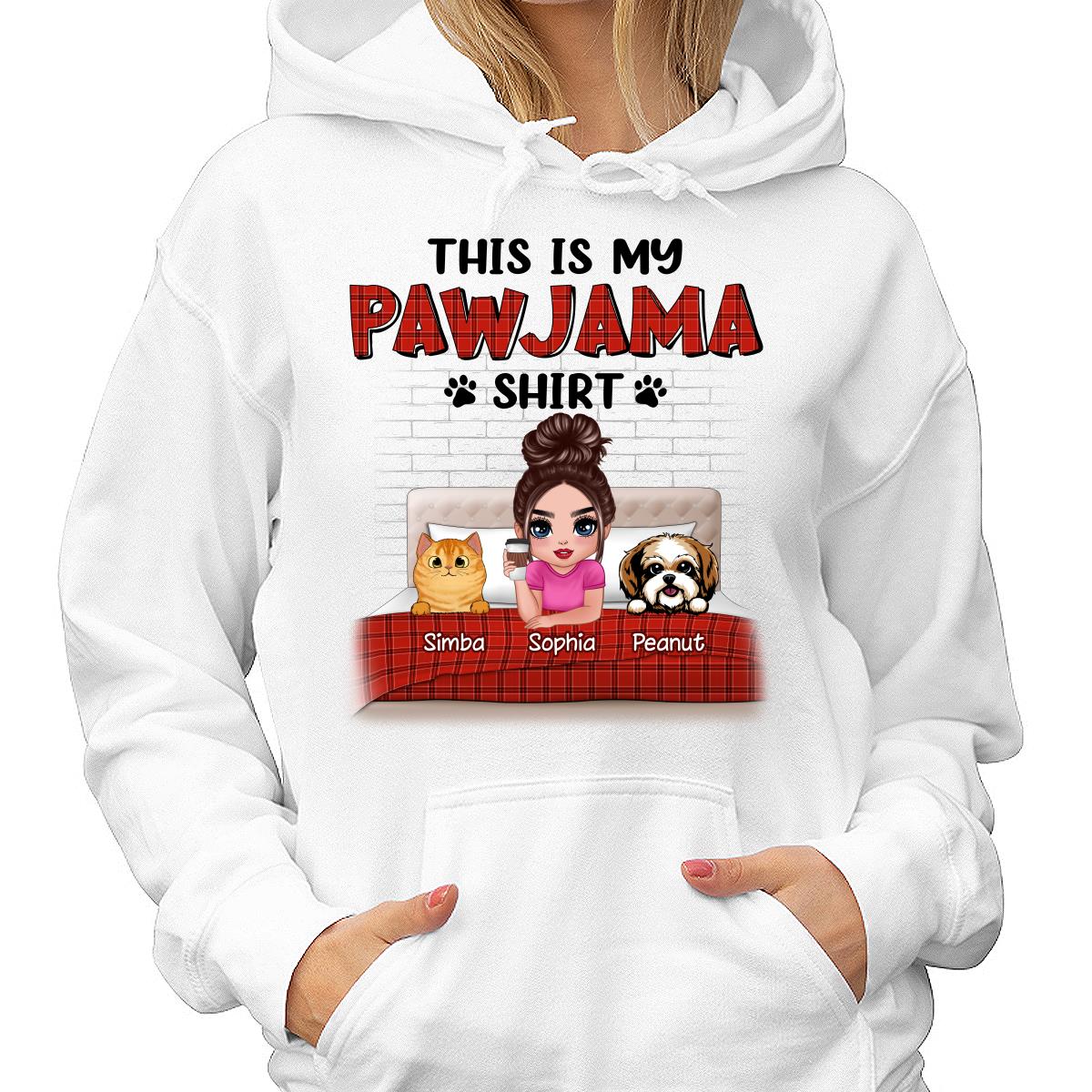 This Is My Pawjama Shirt Dogs Cats On Bed Checkered Pattern Personalized Shirt