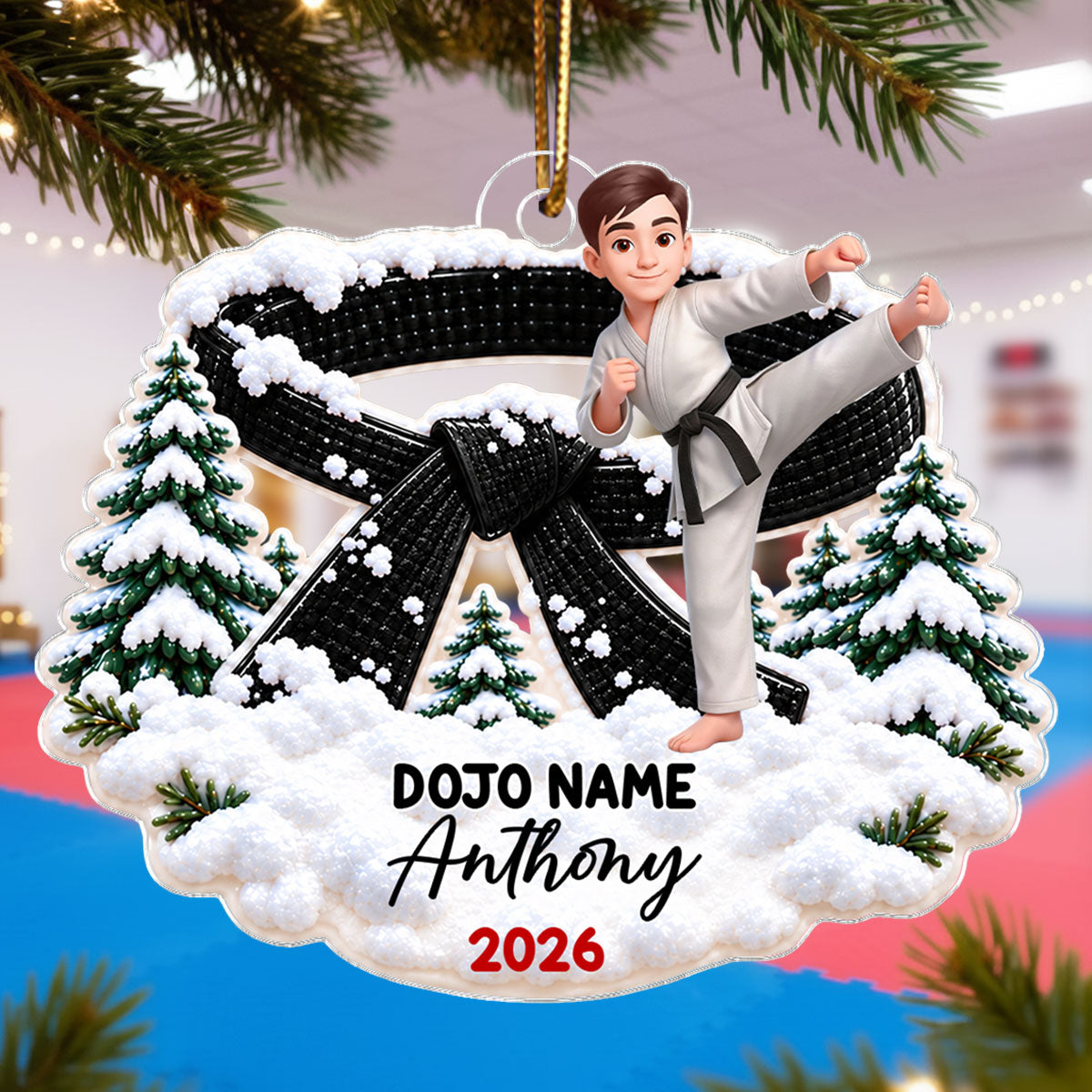 Karate Design For Boy Girl - Personalized Acrylic Ornament - Christmas Gift For Karateka Grandkids