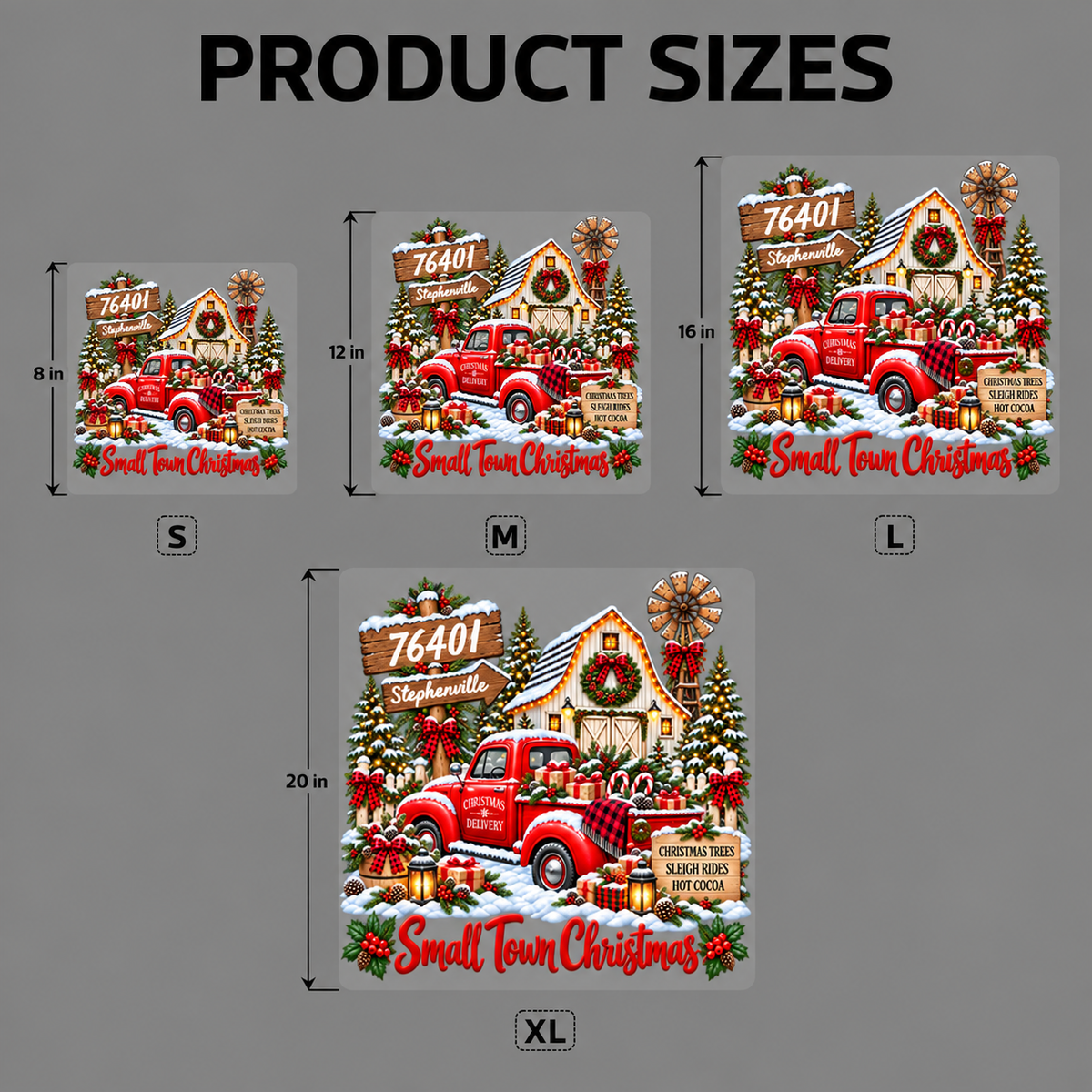 Custom Zip Code Small Town Christmas - Personalized Decal - Trendy Christmas Holiday Tee, Town Pride