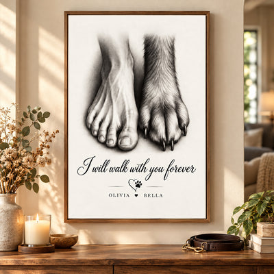I Will Walk with You Forever - Personalized Poster - Heartfelt Memorial Sympathy Gift for Dog Cat Lovers, Christmas Gift for Her, for Him
