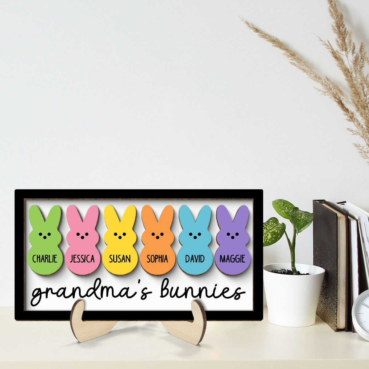 Grandma Mom Peeps Easter Gift Personalized 2-layer Wooden Plaque