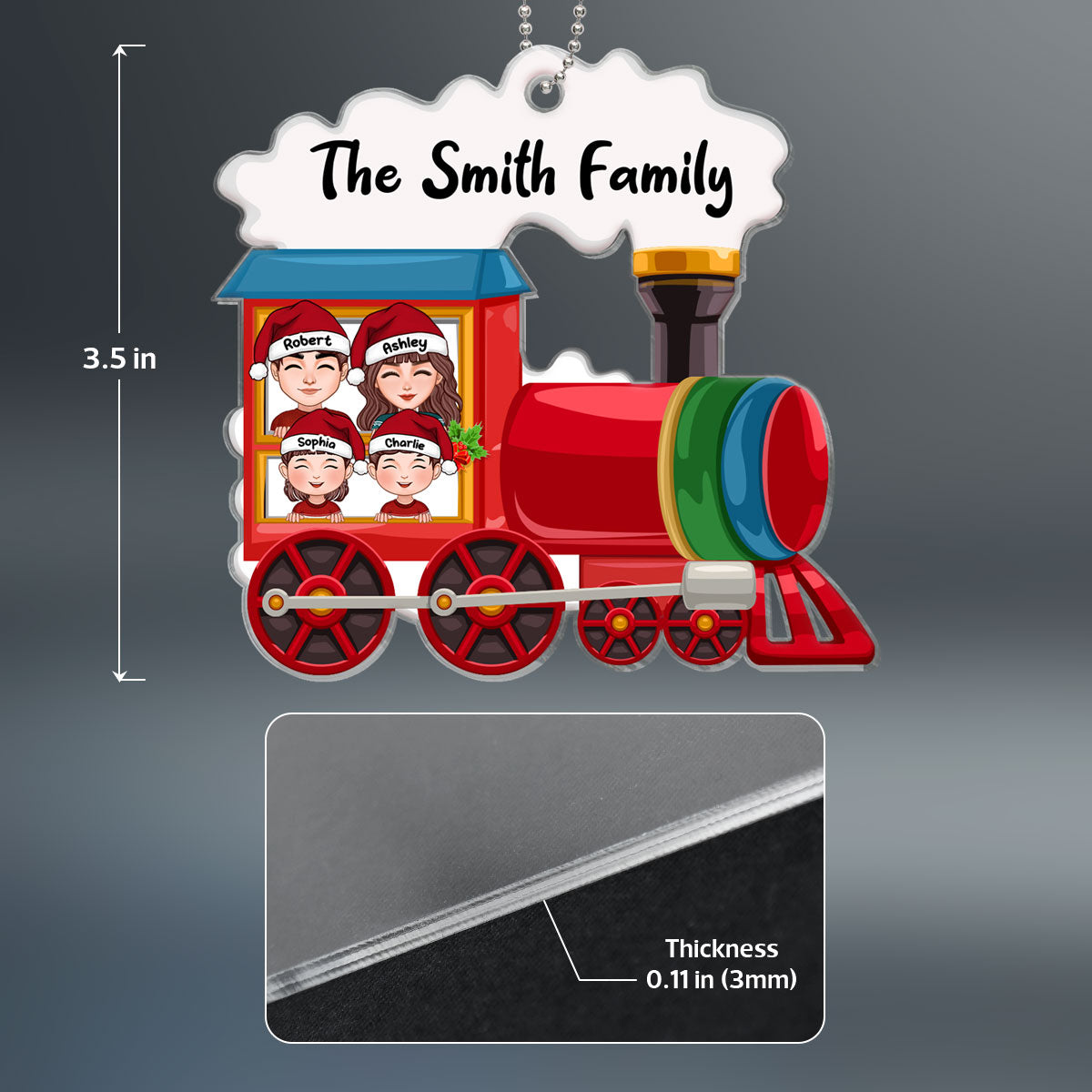 Christmas Family Train Personalized Acrylic Ornament For Family