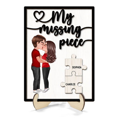 My Missing Piece Couple Kissing Valentine‘s Day Gift For Her Gift For Him Personalized 2-Layer Wooden Plaque