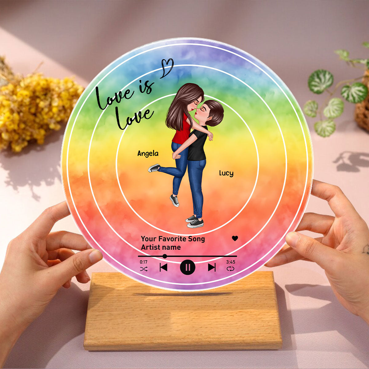 Custom Song  LGBTQ Couple Personalzied Acrylic Record, Anniversary gift, Pride Month gift for him, for her