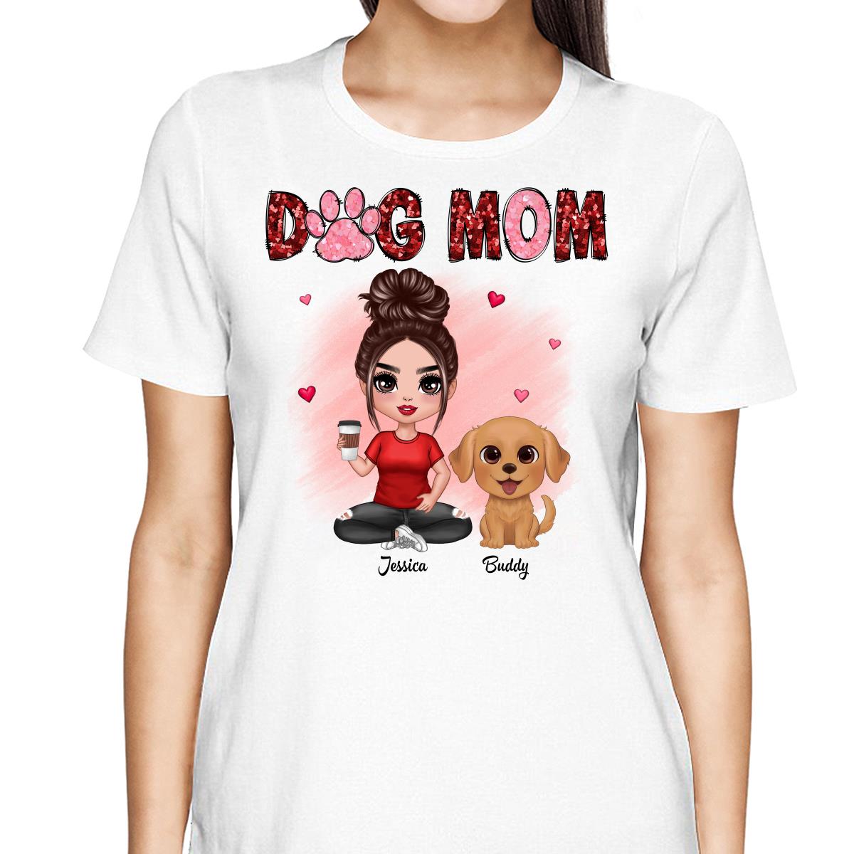 Watercolor Cute Dogs Valentine‘s Day Dog Mom Personalized Shirt