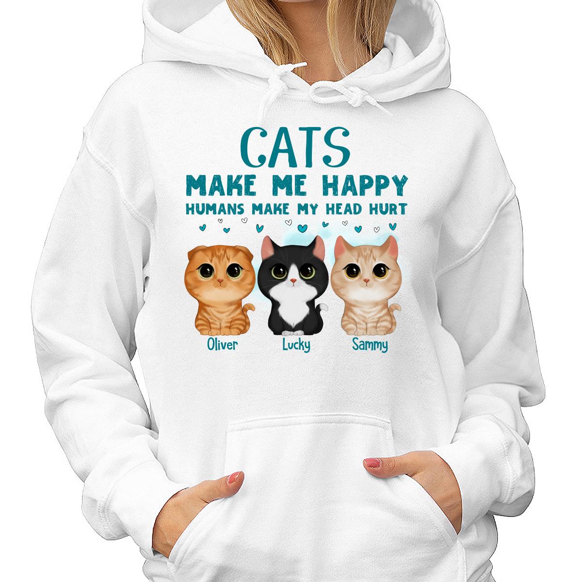 Cats Make Me Happy Watercolor Cute Cats Personalized Shirt