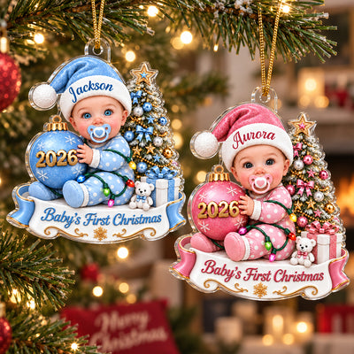 Custom Baby First Christmas - Personalized Acrylic Ornament - Christmas Gift for New Mom, New Dad, First Christmas Keepsake, Newborn Baby Gift