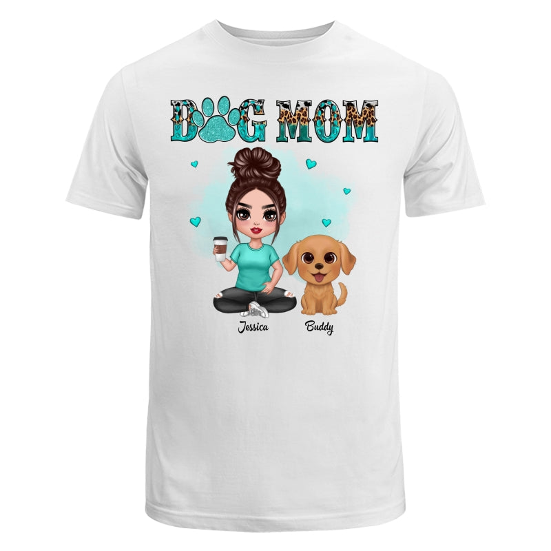Watercolor Cute Dogs Teal And Leopard Dog Mom Personalized Shirt