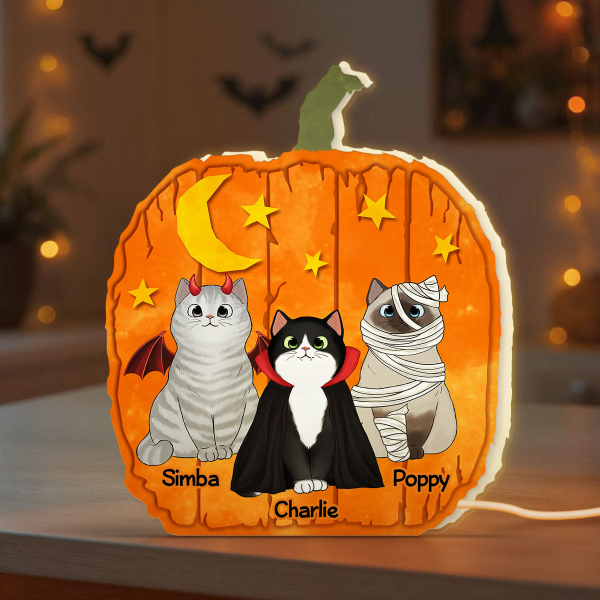 Halloween Cat Pumpkin Shaped Personalized Light Box