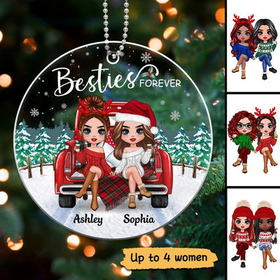 Christmas Truck Best Friends Sister Personalized Acrylic Ornament