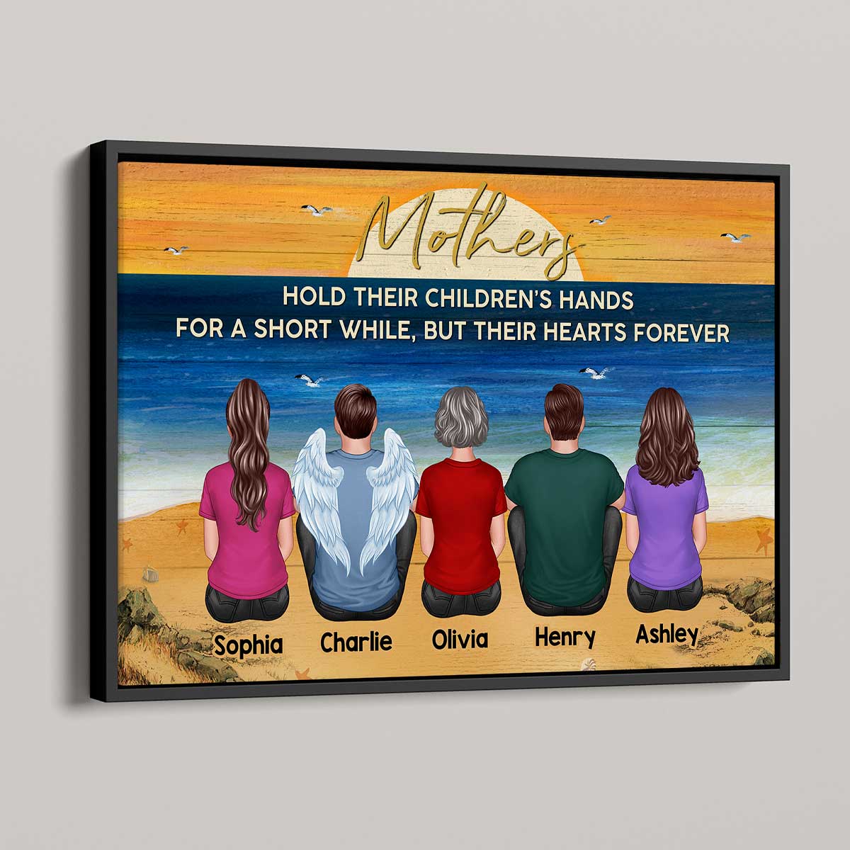 Mothers Hold Their Children‘s Hands Gift For Mom Family Personalized Horizontal Poster