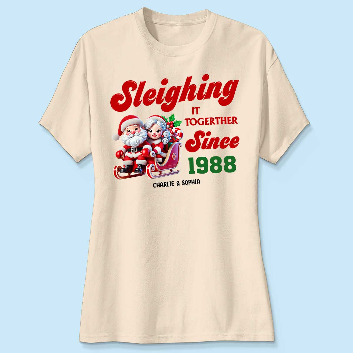 Personalized Couples Christmas T-shirt, Custom Holiday Tee, Couple Matching, His and Hers Couple Shirts, Santa and Mrs. Claus Together Since
