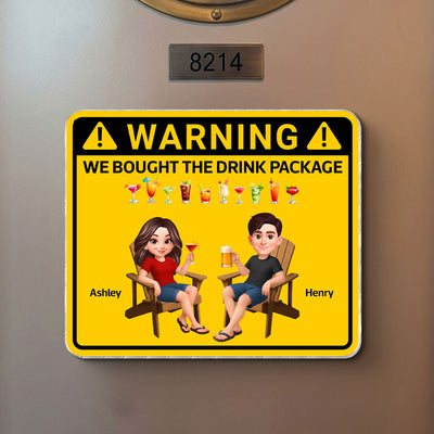 Couple Warning Caution We Bought The Drink Package - Personalized Cruise Ship Door Magnet - Funny Cruise Decorations Magnet, Summer Drink Package Cruise Magnet
