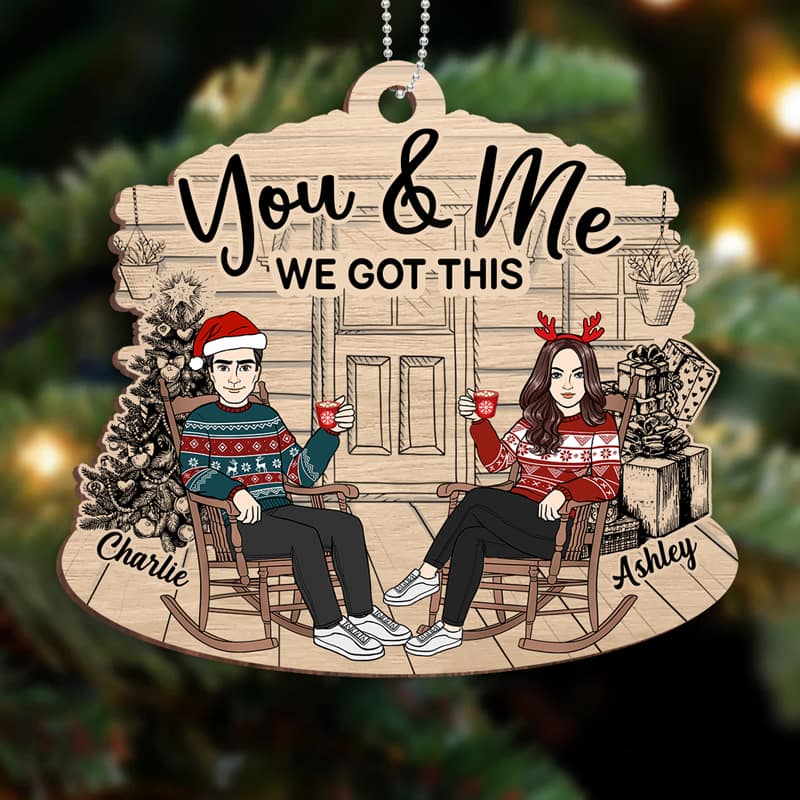 Couple Sitting We Got This Front Porch Personalized Wooden Ornament