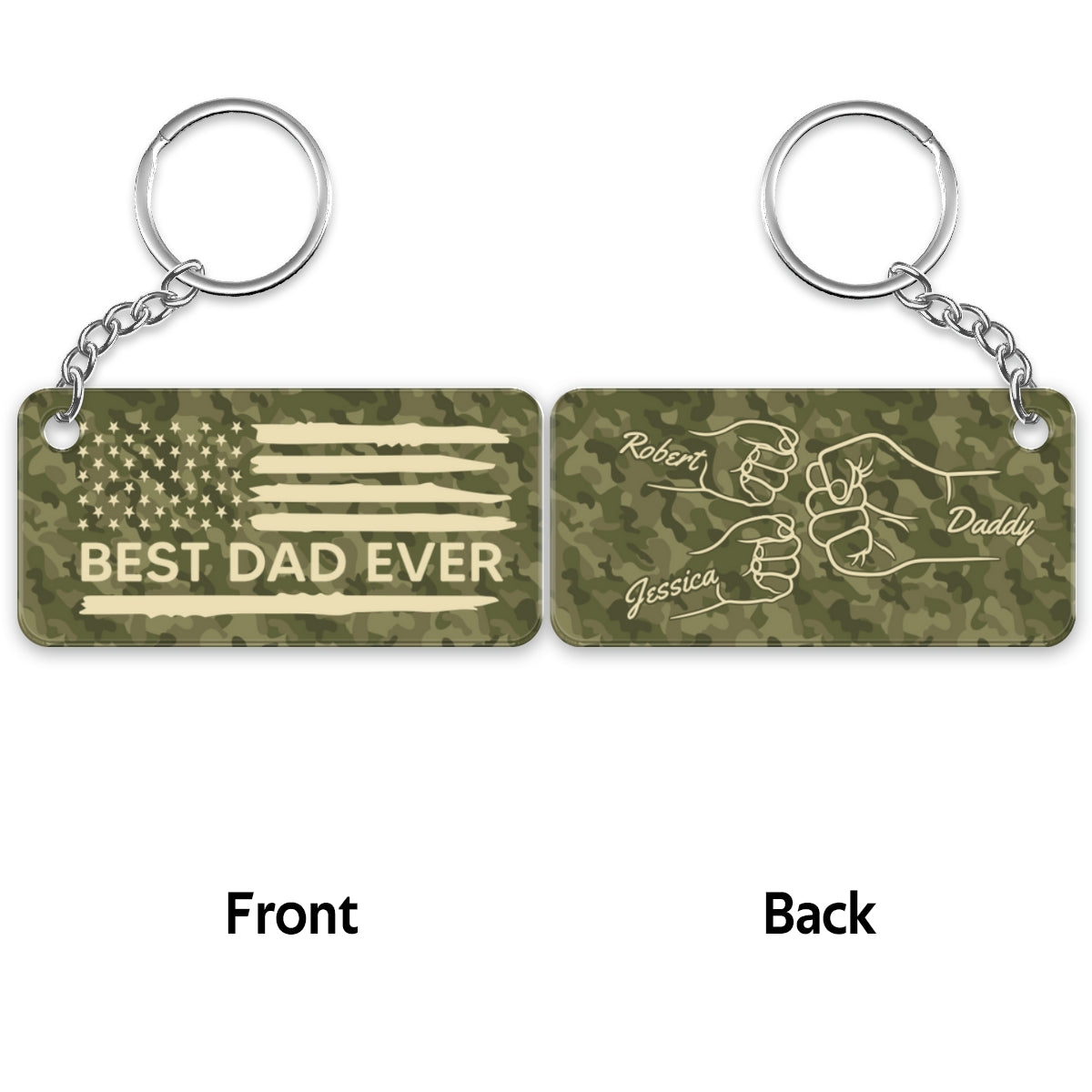 Best Dad Ever Nation Flag Camouflage Fist Bump Outline Personalized Acrylic Keychain