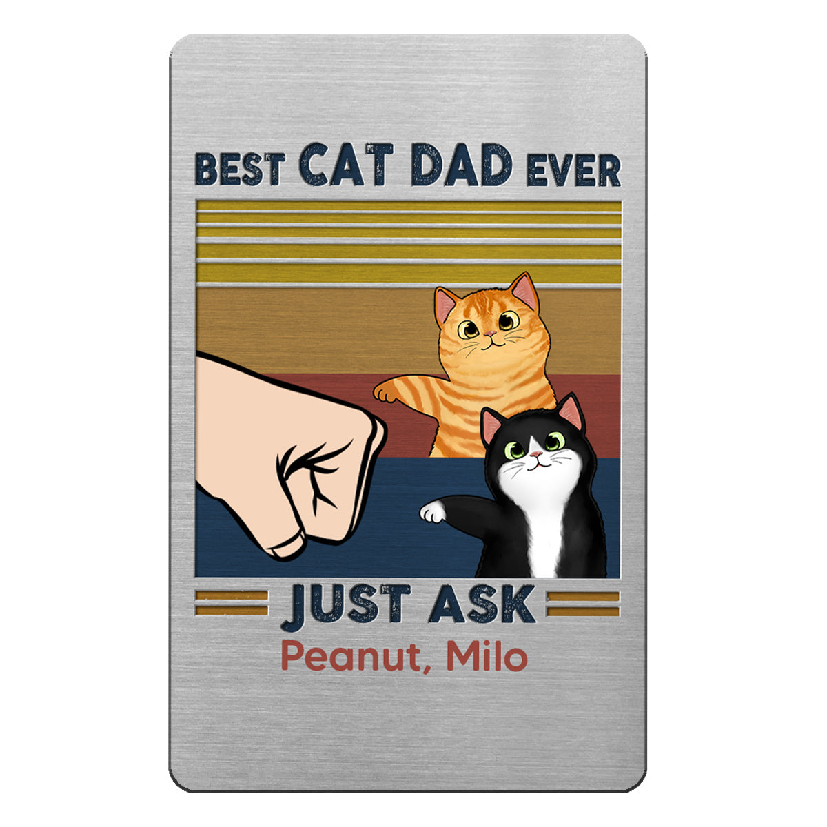 Best Cat Dad Fluffy Cats Personalized Metal Wallet Card