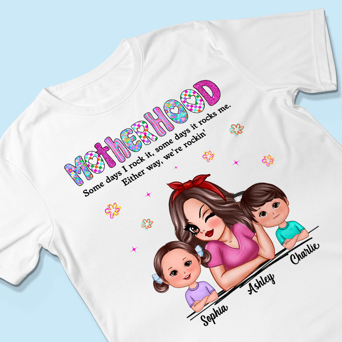 Rockin' Mother Hood Pretty Mom & Kids Personalized Shirt