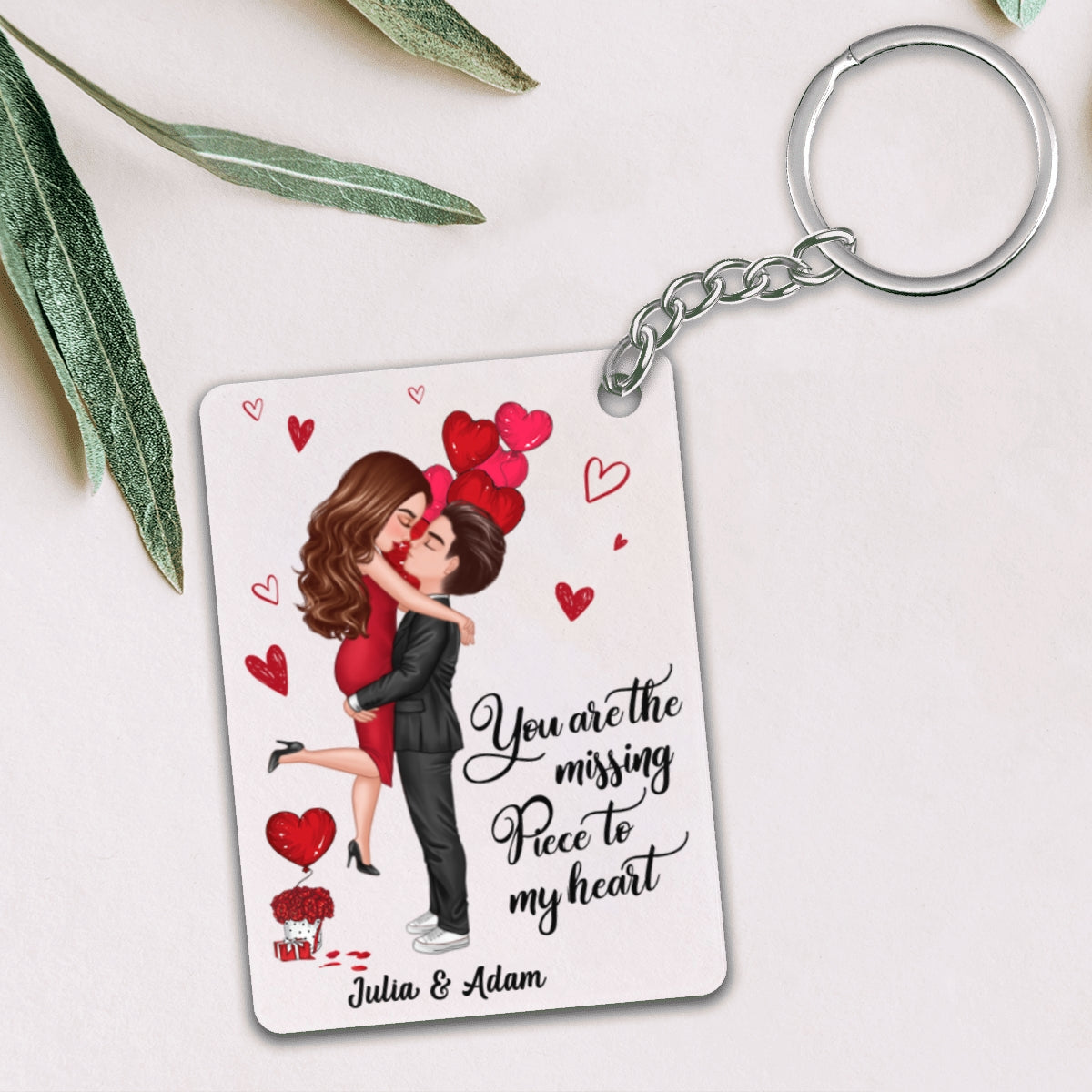 Couple Hugging Kissing Balloon The Missing Piece Together Since Personalized Acrylic Keychain