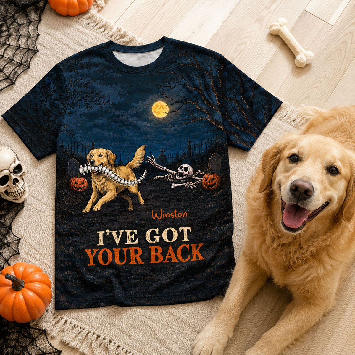 I've Got Your Back Dog Stealing Backbone Custom Photo - Personalized 3D Shirt - Funny Halloween Costume For Dog Lovers