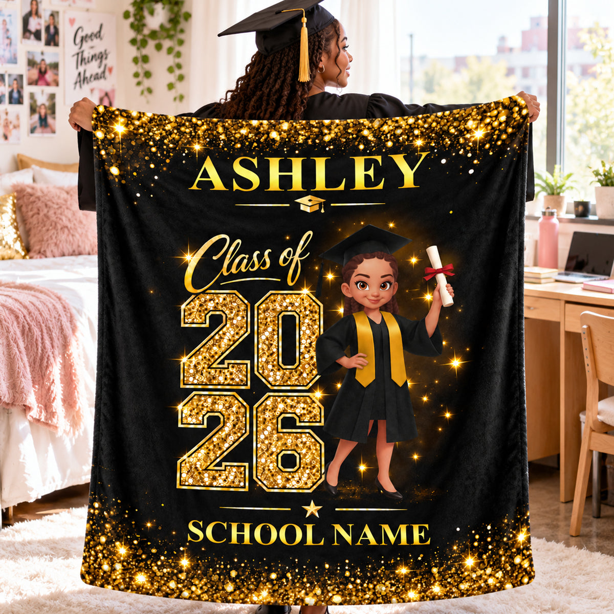 Senior Class Of 2026 2027 - Personalized Fleece Blanket - Graduation Gift Christmas Gift For Seniors